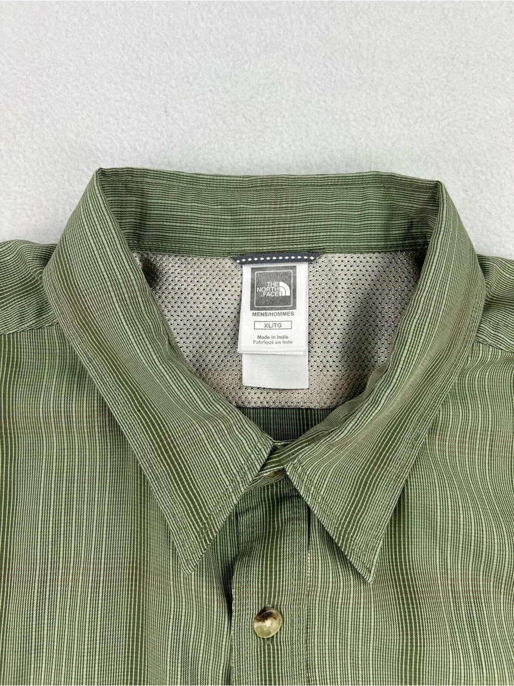 The North Face Mens Sage Green Outdoor Hiking Button Down Shirt Short Sleeve XL